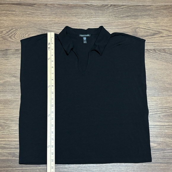 Eileen Fisher Classic Black Sleeveless Collared Shirt - Picture 5 of 6